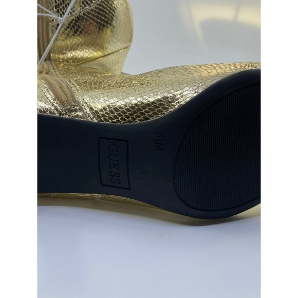 Guess Womens Gold Snake Print Ankle Boots With Pointed Toe & Stiletto Heel Size - Picture 8 of 9